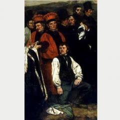 Gustave Courbet begravelse i Ornans beskrivelse av maleriet
